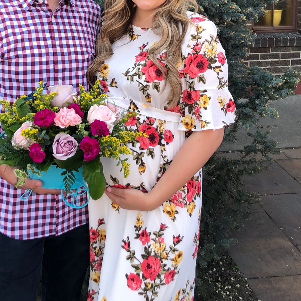 Polagram Floral Maxi Dress - White and Pink - Picture 10 of 10